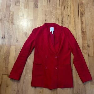 Leith Double Breasted Red Linen Blazer — Size XS